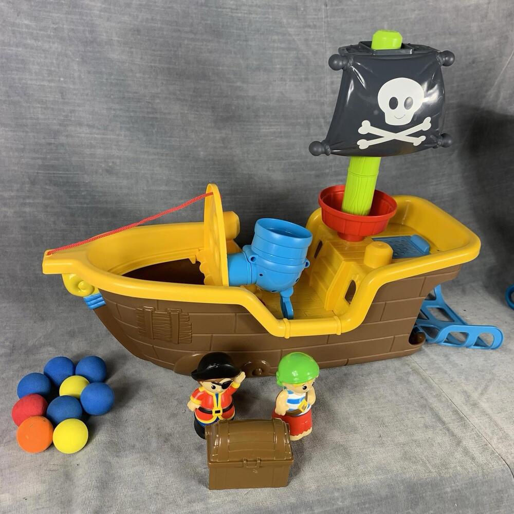 MEGA BLOKS Pull Along Musical Pirate Ship Toddler Toy Boat With Cannon - Picture 4 of 5